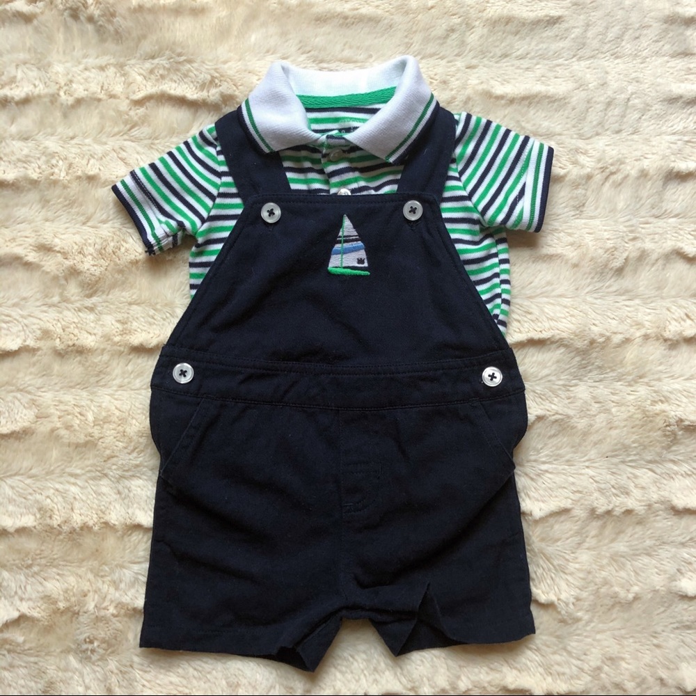 Crown & Ivy Baby Navy Coveralls with Polo, Sz 3M